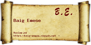 Baig Emese névjegykártya
